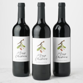 Etiqueta Para Botella De Vino Elegantes Navidades Mistletoe