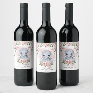 Etiqueta Para Botella De Vino Elephant Baby Shower