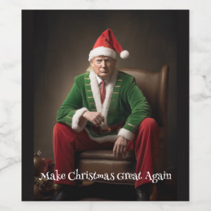 Etiqueta Para Botella De Vino Elf Donald Trump, navidad