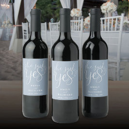 Etiqueta Para Botella De Vino Ella dijo que sí Fiesta de compromiso azul polvori