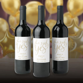 Etiqueta Para Botella De Vino Ella dijo que sí, fiesta de compromiso, elegante o
