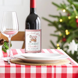 Etiqueta Para Botella De Vino Ella está recién llegada al mercado de Navidad Des