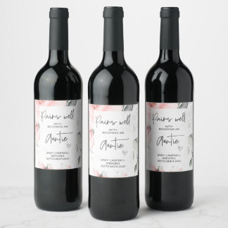Etiqueta Para Botella De Vino Embarazo Invitación del bebé Tía de ser mamá para