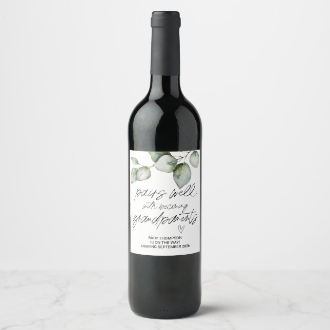 Etiqueta Para Botella De Vino Embarazo Invitación Embarazo Abuelos (Anverso)