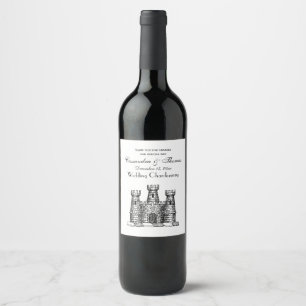 Etiqueta Para Botella De Vino Emblema de Castillo Heráldico Antiguo Escudo de Ar