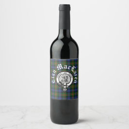 Etiqueta Para Botella De Vino Emblema de la Cresta del Clan MacLaren y Tartán Pe