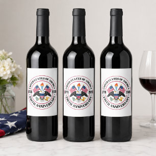 Etiqueta Para Botella De Vino Emblema Patriótico del Águila del 250 Aniversario