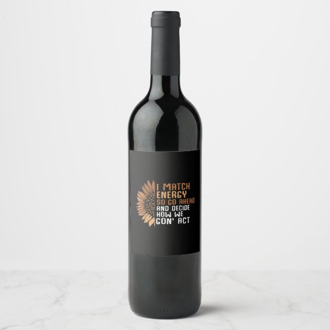 Etiqueta Para Botella De Vino Empodero Energías Coincidentes Afroamericano Ameri (Anverso)