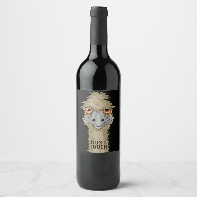 Etiqueta Para Botella De Vino Emu dice que no toques (Anverso)