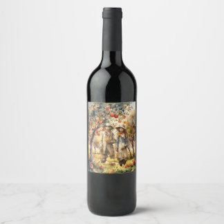 Etiqueta Para Botella De Vino En el huerto de Apple