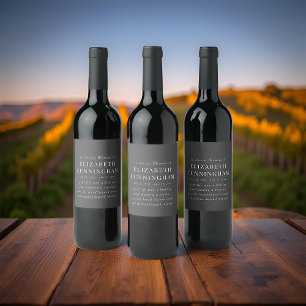 Etiqueta Para Botella De Vino En la memoria amorosa cita moderna y simple