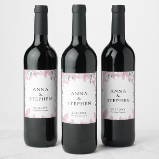 Etiqueta Para Botella De Vino Encantadora Wisteria Rosa