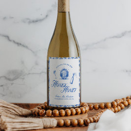 Etiqueta Para Botella De Vino Encontró Su Bachelorrea De Miel Azul