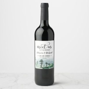 Etiqueta Para Botella De Vino Encuentranos En El Bosque Boda Al Aire Libre Save