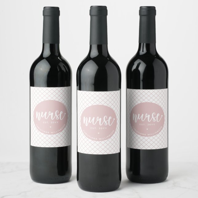 Etiqueta Para Botella De Vino Enfermera personalizada RN graduación Elegante (Botellas)