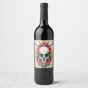 Etiqueta Para Botella De Vino Enigmatic Skull