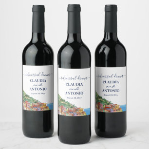 Etiqueta Para Botella De Vino Ensayo de Cena de Bodas en la Riviera Italiana