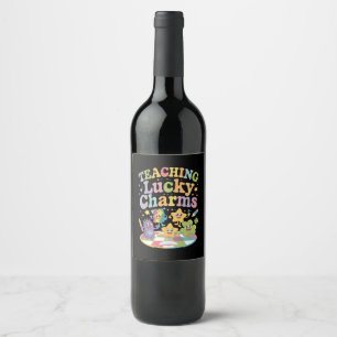 Etiqueta Para Botella De Vino Enseñando Suerte Encantada Maestro Día de San Patr