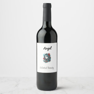 Etiqueta Para Botella De Vino Ensueño Teal Crimson en Flor Cromaticas Etéreas
