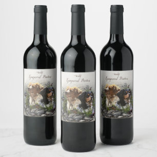 Etiqueta Para Botella De Vino Epagneul Breton, Bretaña Spaniel