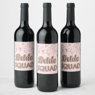 Etiqueta Para Botella De Vino Equipo de novia estrellas dorado rosa despedida de