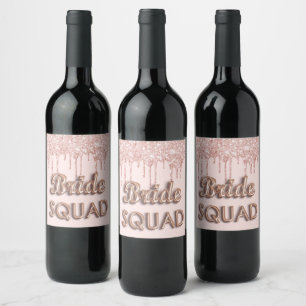 Etiqueta Para Botella De Vino Equipo de novia rubor rosa oro gotas despedida de 