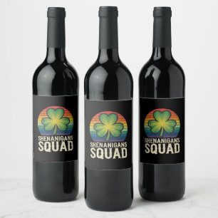 Etiqueta Para Botella De Vino Equipo de Shenanigans Combinando Grupo del Día de 