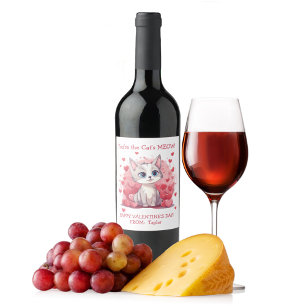 Etiqueta Para Botella De Vino Eres el mísero San Valentín del gato