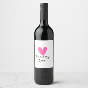 Etiqueta Para Botella De Vino eres mi amor corazón acuarela rosa rojo kidretro