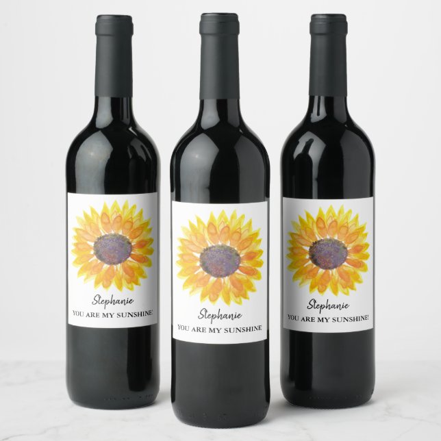 Etiqueta Para Botella De Vino Eres Mi Girasol Sunshine Personalizado (Botellas)