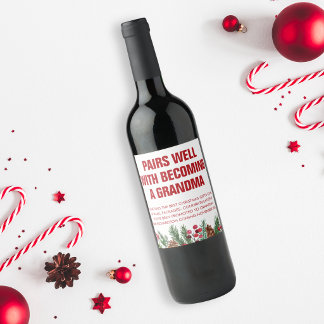 Etiqueta Para Botella De Vino Eres un anuncio de embarazo de Navidad de abuela