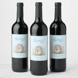Etiqueta Para Botella De Vino Erizo Adorable con Linterna ¡Salud!