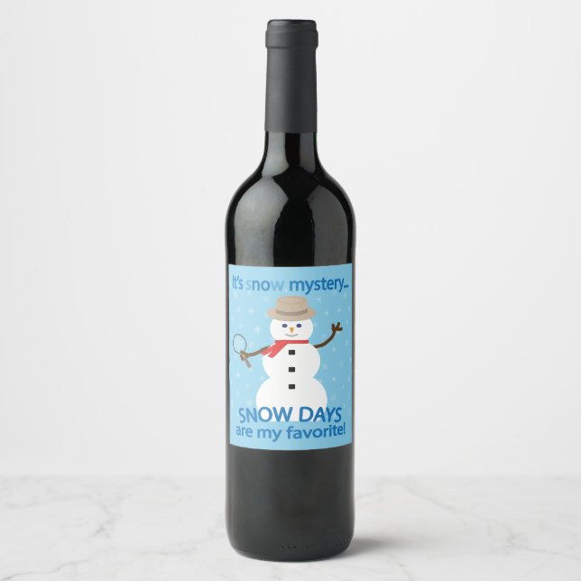 Etiqueta Para Botella De Vino Es el detective Snowman Blue (Anverso)