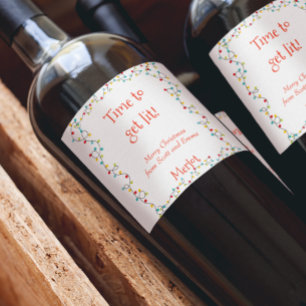 Etiqueta Para Botella De Vino Es un momento gracioso para obtener luces de Navid