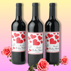 Etiqueta Para Botella De Vino ¡Es un niño! - Cumple de Corazones Rojos Personali