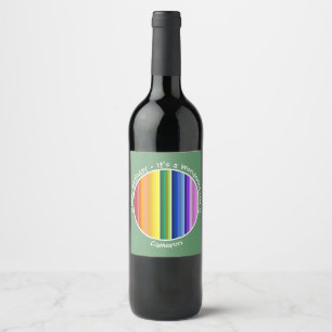 Etiqueta Para Botella De Vino Es un patrón de rayas multicolor, Fiesta arcoiris