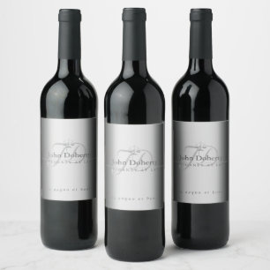 Etiqueta Para Botella De Vino Escalas con clase de las iniciales de plata de la