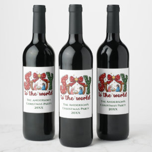 Etiqueta Para Botella De Vino Escena personalizada de Navidad alegre del pesebre