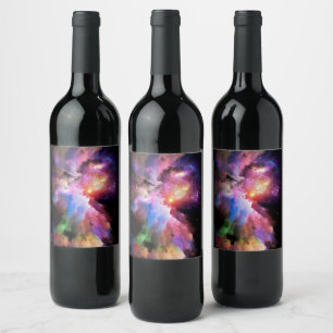 Etiqueta Para Botella De Vino Escenario vibrante abstracto de arte en la nube de