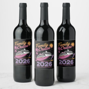 Etiqueta Para Botella De Vino Escuadrón de crucero familiar viaje coincidente de
