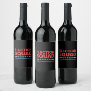 Etiqueta Para Botella De Vino Escuadrón Electoral Elecciones 2024 Demócrata Repu