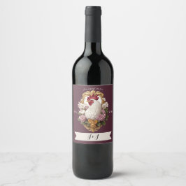 Etiqueta Para Botella De Vino Escudo de Armas de Gallo, granate