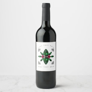 Etiqueta Para Botella De Vino Esmeralda Ruby Diamond Gemstone Arte Verde Rojo
