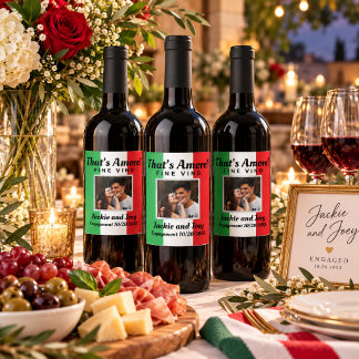 Etiqueta Para Botella De Vino ¡Eso es amor! Bandera Italiana con Foto Personaliz