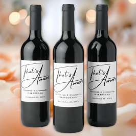 Etiqueta Para Botella De Vino ¡Eso es amor! Elegante etiqueta de vino de boda co