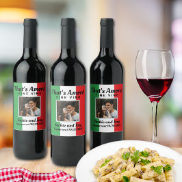 Etiqueta Para Botella De Vino ¡Eso es Amore! Bandera italiana de foto personaliz