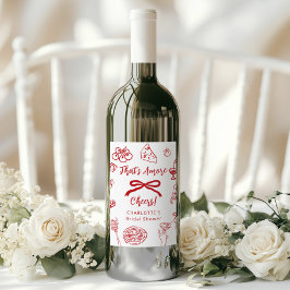 Etiqueta Para Botella De Vino Eso es Amore Cumpleaños de Novia Italiano Dibujado
