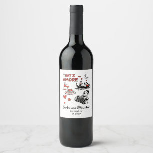 Etiqueta Para Botella De Vino Eso es Amore Funky Italiano Boda Despedida de Solt