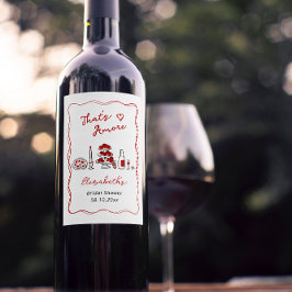 Etiqueta Para Botella De Vino Eso es más ducha italiana roja de novia