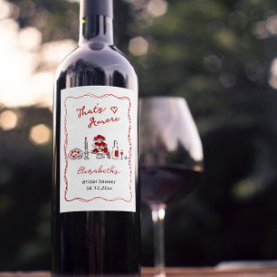 Etiqueta Para Botella De Vino Eso es más ducha italiana roja de novia